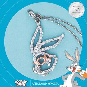 Bugs Bunny 925 Sterling Silver Necklace, Looney Tunes × Charmed Aroma